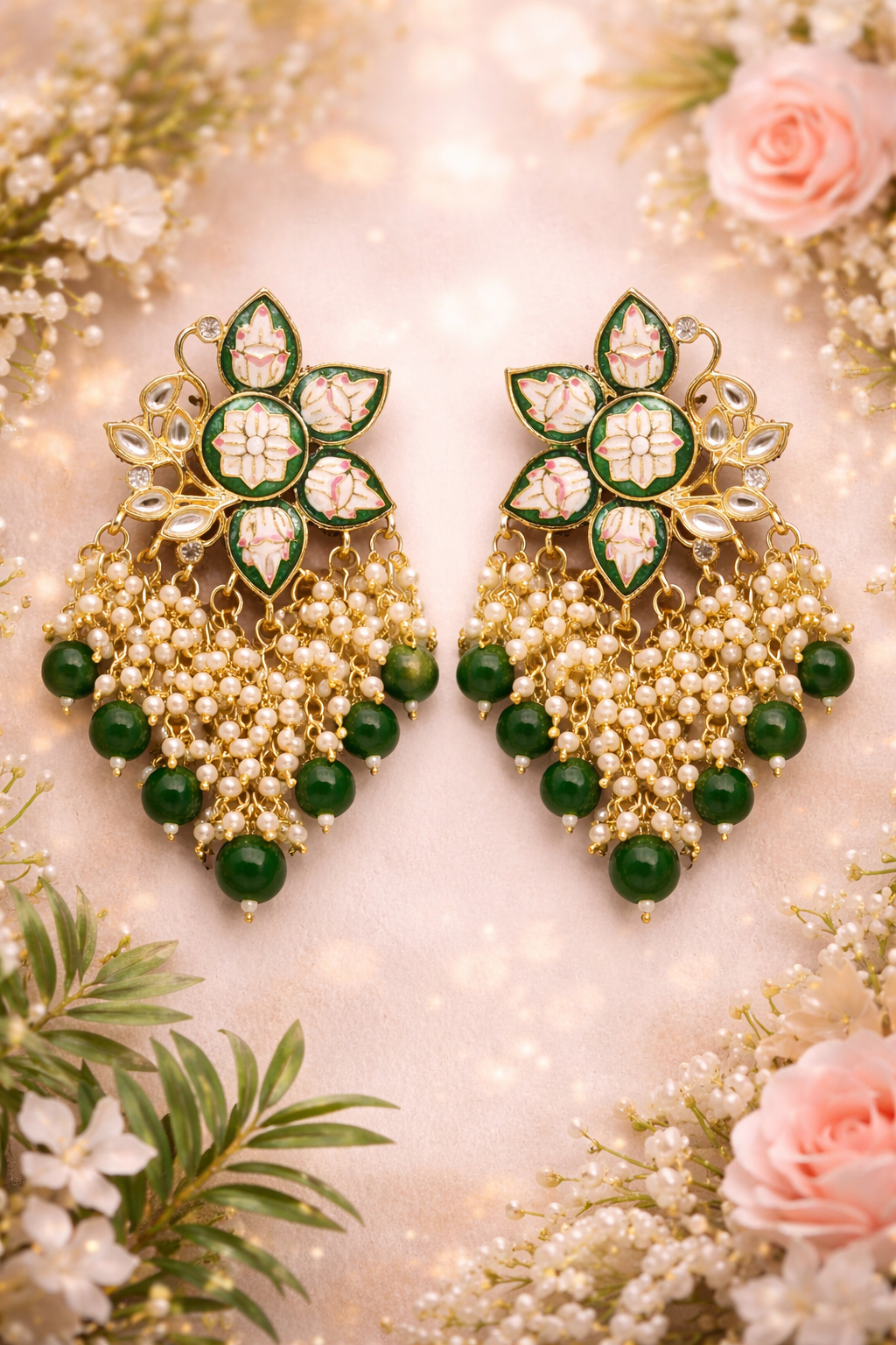 Traditional Floral Chandbali Earrings