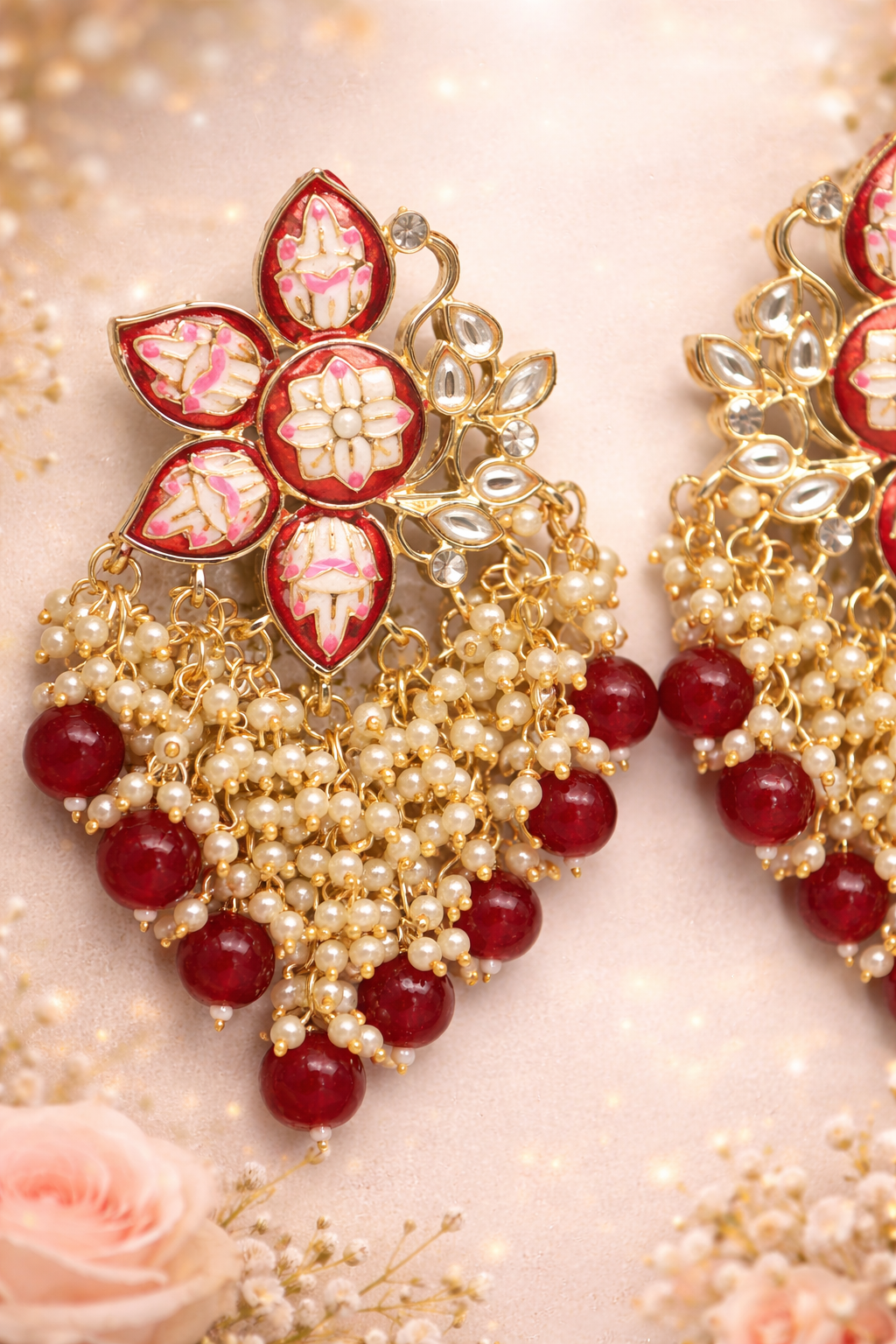 Traditional Floral Chandbali Earrings