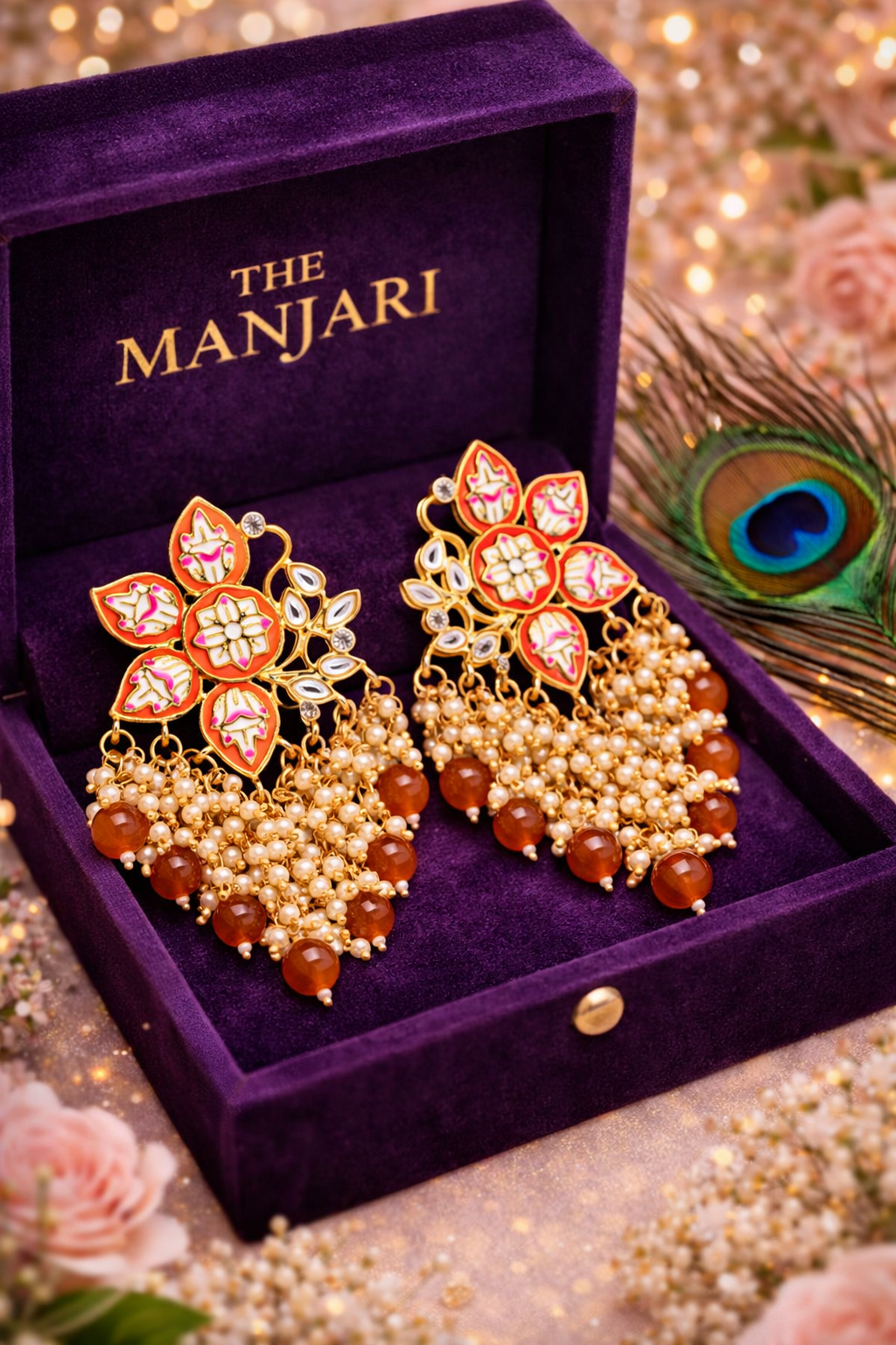 Handcrafted Kundan Meenakari Chandbali Earrings for Women – Traditional Indian Pearl Dangle Earrings | Bridal & Festive Jewelry