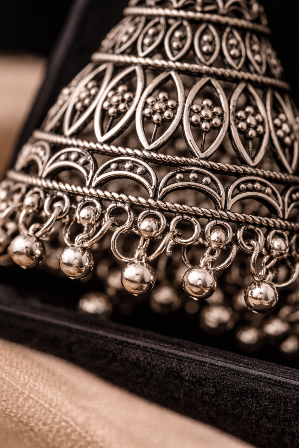 Temple Heritage Oxidised Jhumka Earrings