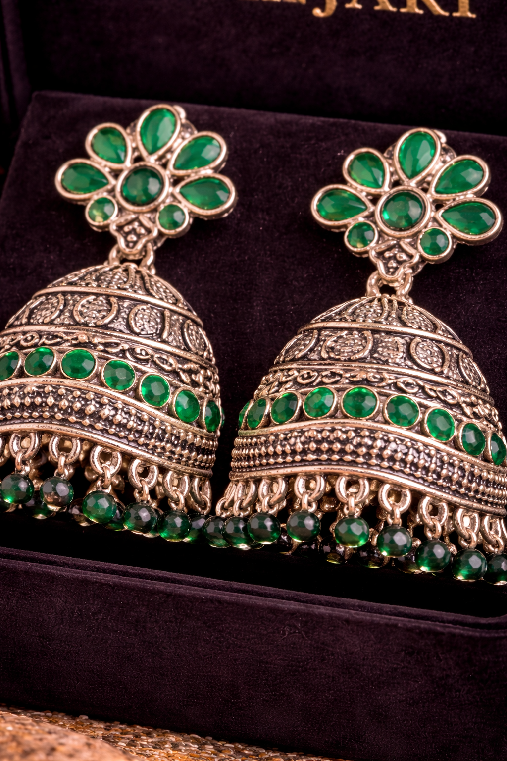 Oxidised Silver Floral Jhumka Earrings