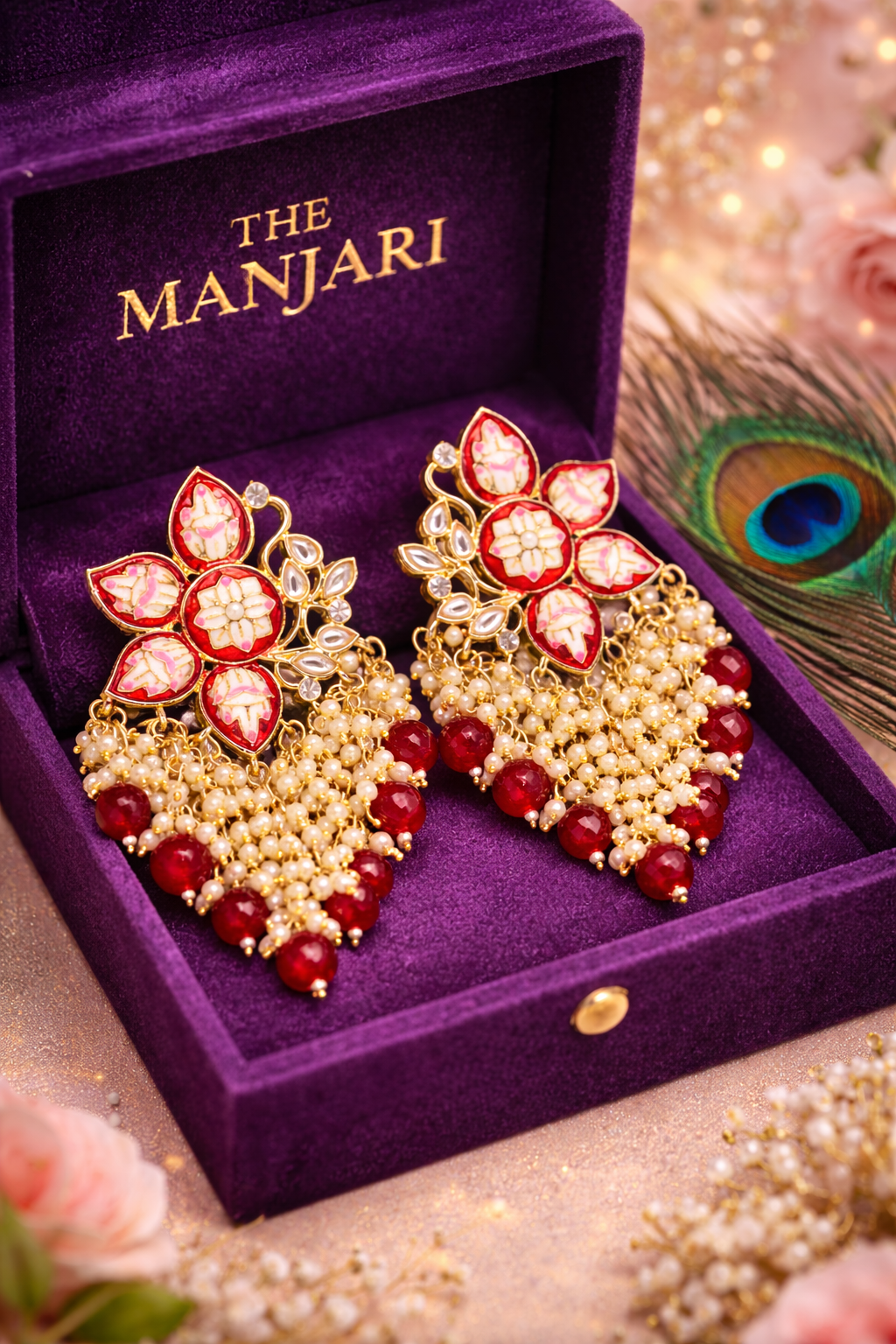 Traditional Floral Chandbali Earrings