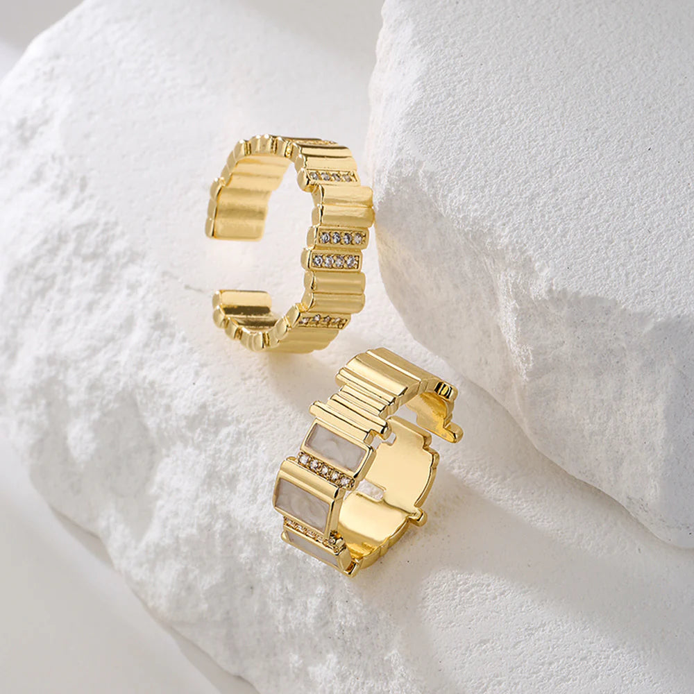 Gold Zirconia Adjustable Statement Ring, Waterproof, gift for her