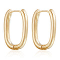 Gold & Silver Oval Hoop Earrings Minimalist Chunky Hoops Waterproof Tarnish-Free Gift