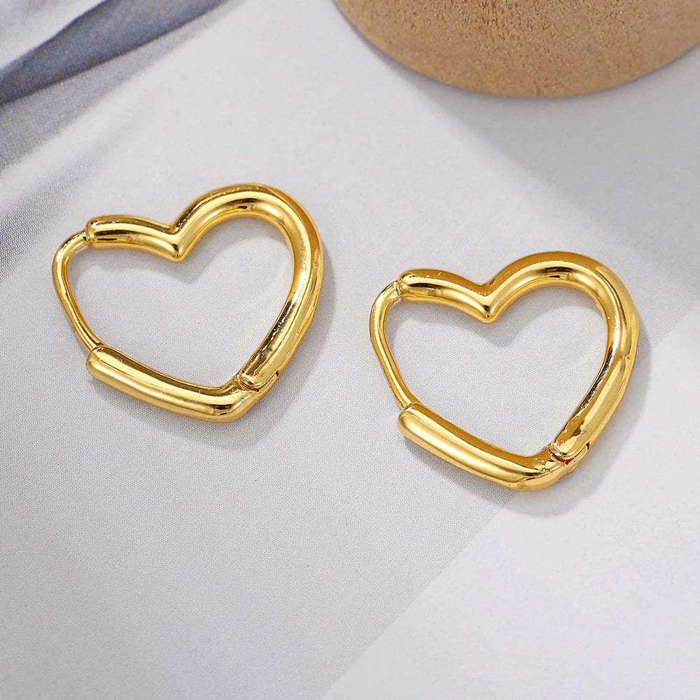 Gold Heart Hoop Earrings