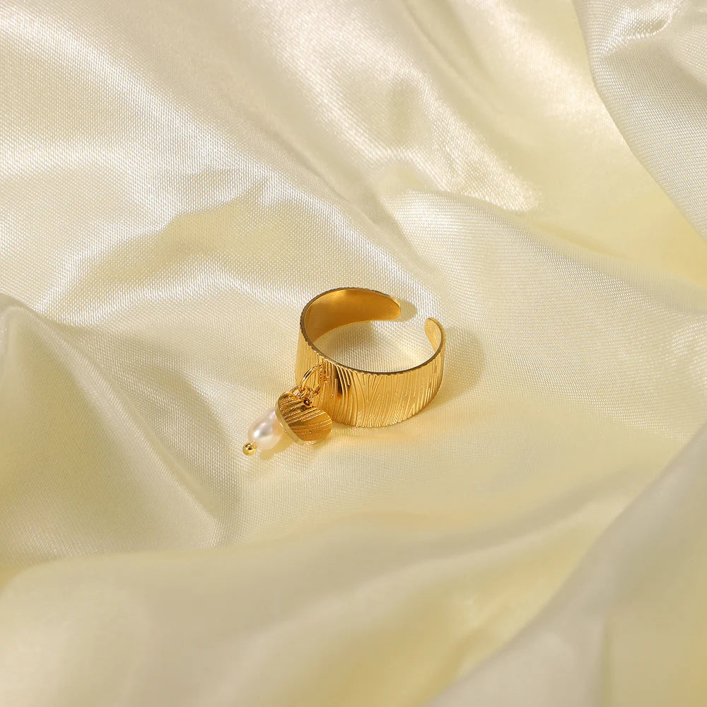 Adjustable Heart & Star Charm Ring | Waterproof 18K Gold Plated Stainless Steel Ring for Women