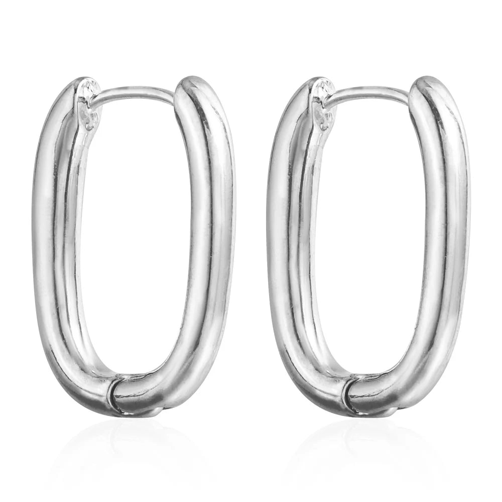 Oval Hoop Earrings for Women – Gold & Silver Waterproof Stainless Steel Hoop Earrings, Tarnish-Free Lightweight Everyday Jewelry