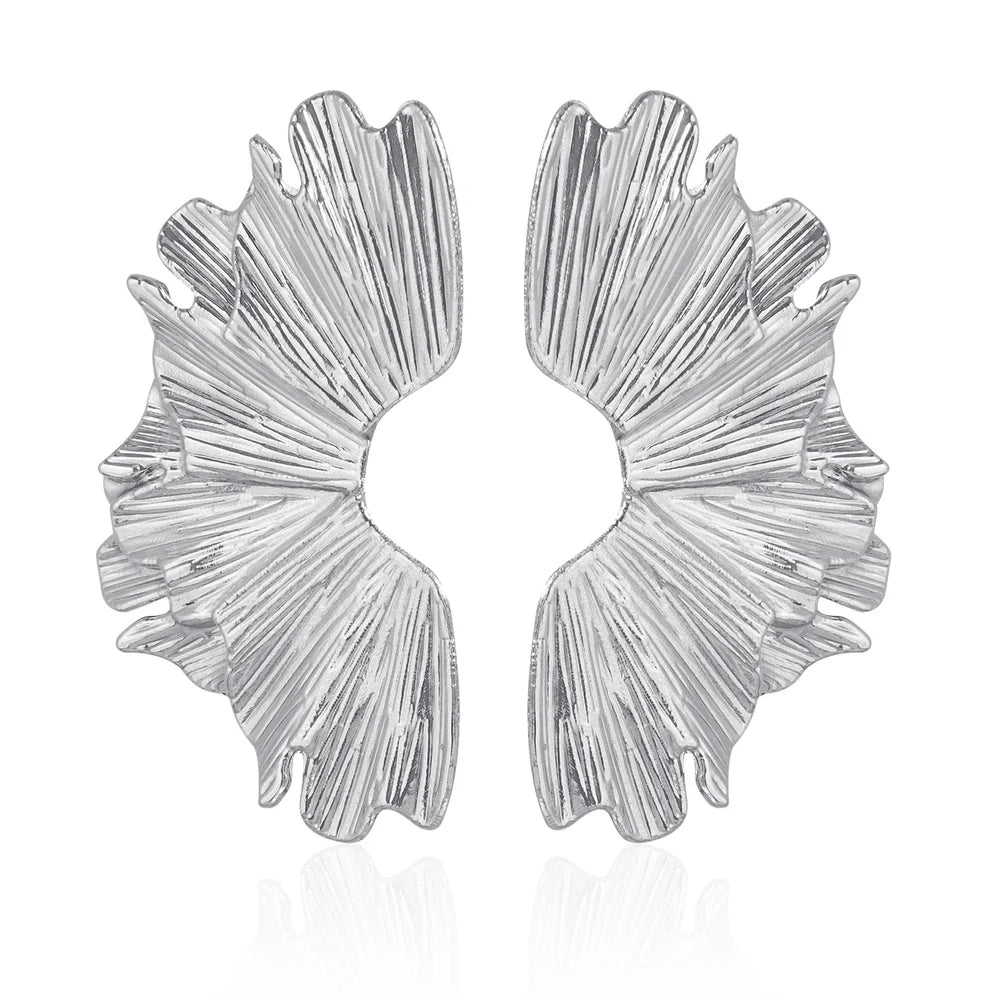 Luxury Sculpted Leaf Statement Earrings – Gold & Silver Stainless Steel Waterproof Earrings | Tarnish-Free Women's Earrings