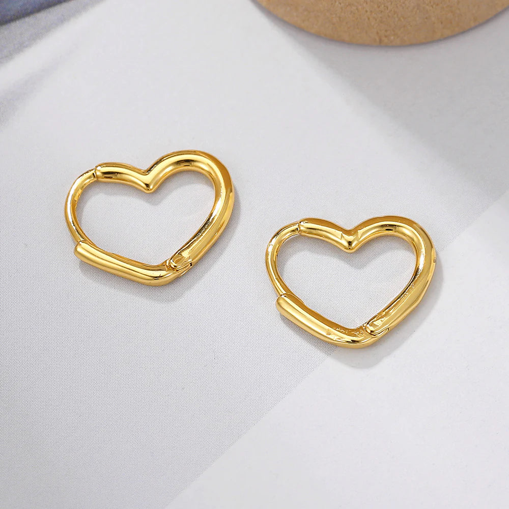 Gold Heart Hoop Earrings