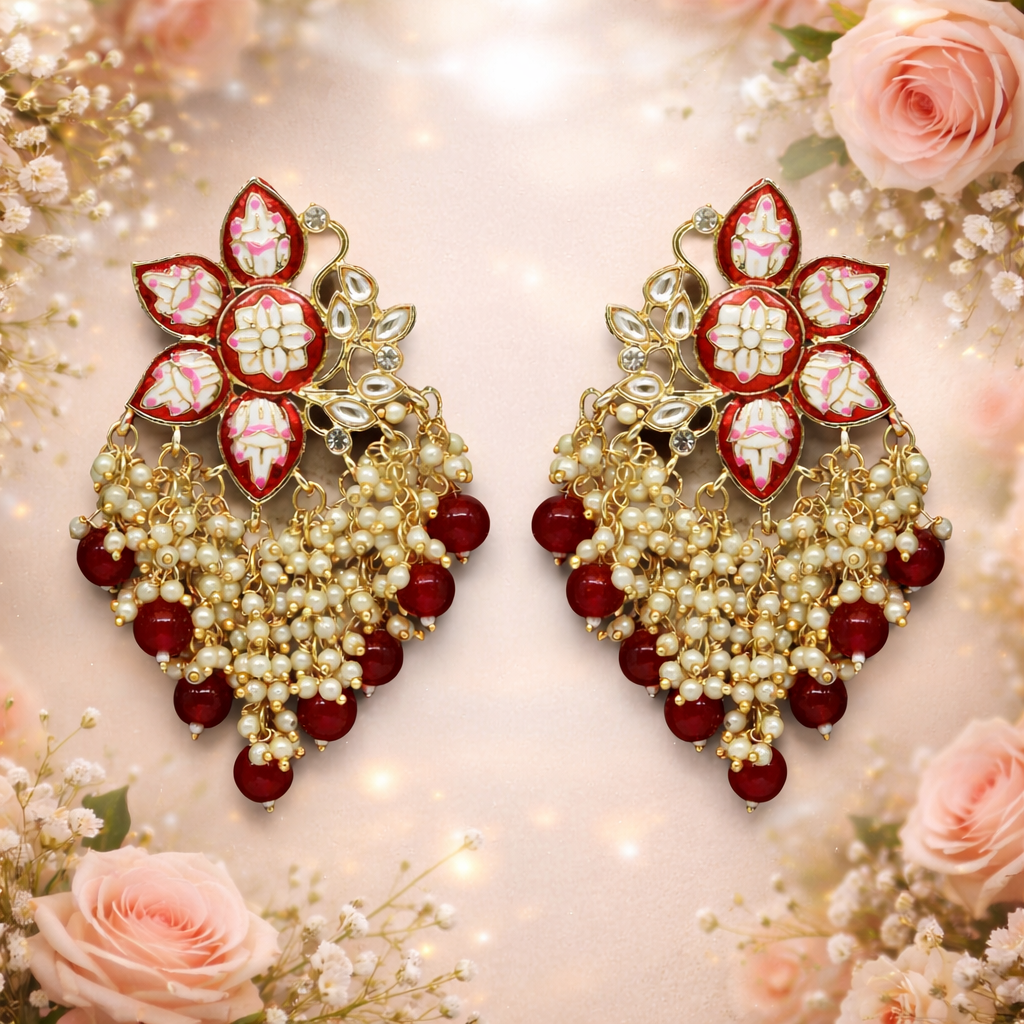Traditional Floral Chandbali Earrings