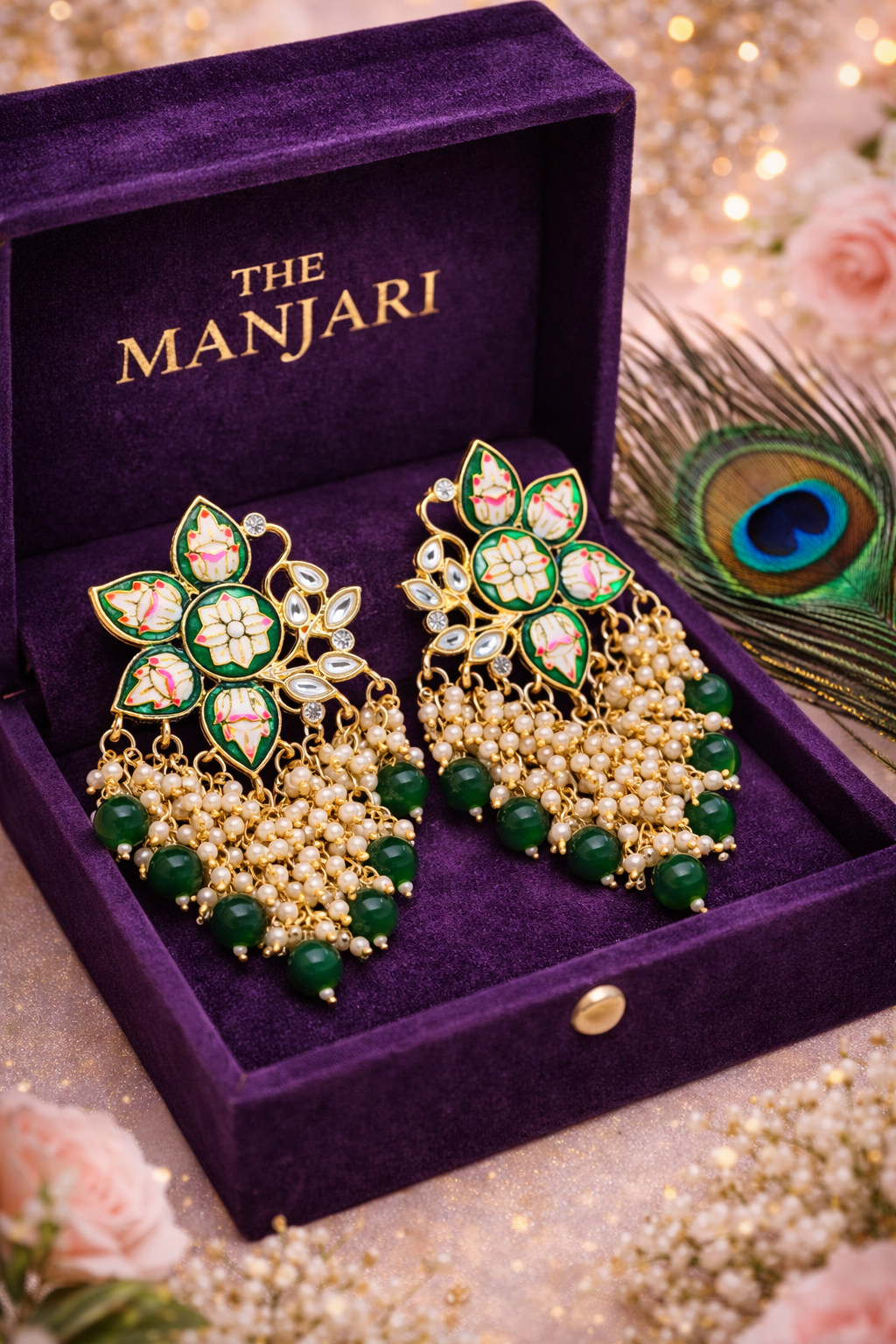 Handcrafted Kundan Meenakari Chandbali Earrings for Women – Traditional Indian Pearl Dangle Earrings | Bridal & Festive Jewelry