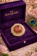 Handcrafted Kundan Meenakari Adjustable Ring for Women – Traditional Indian Statement Ring with Pearl Detailing | Bridal & Festive Jewelry