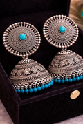 Oxidised Silver Jhumka Earrings