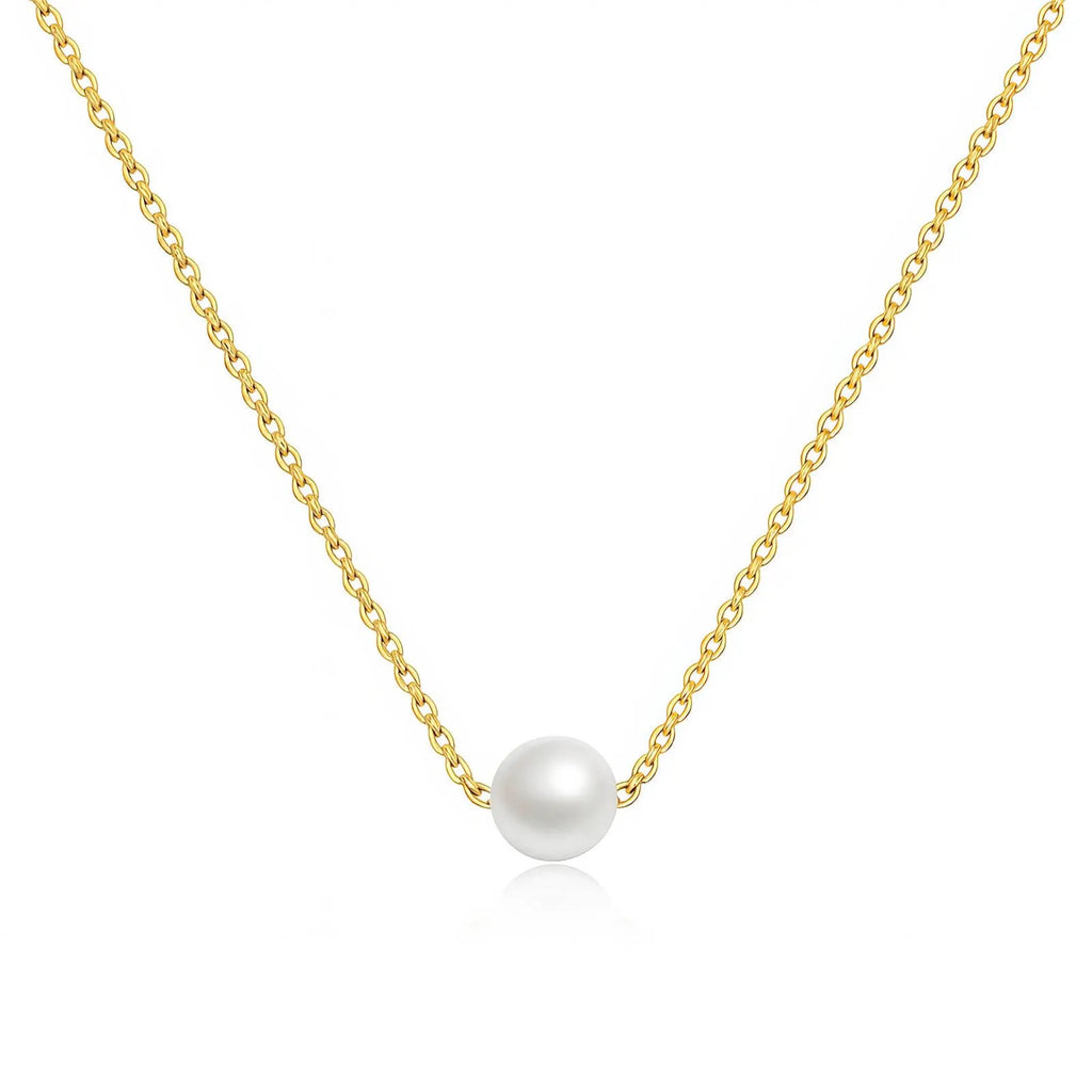18K Gold Plated Stainless Steel Pearl Pendant Necklace