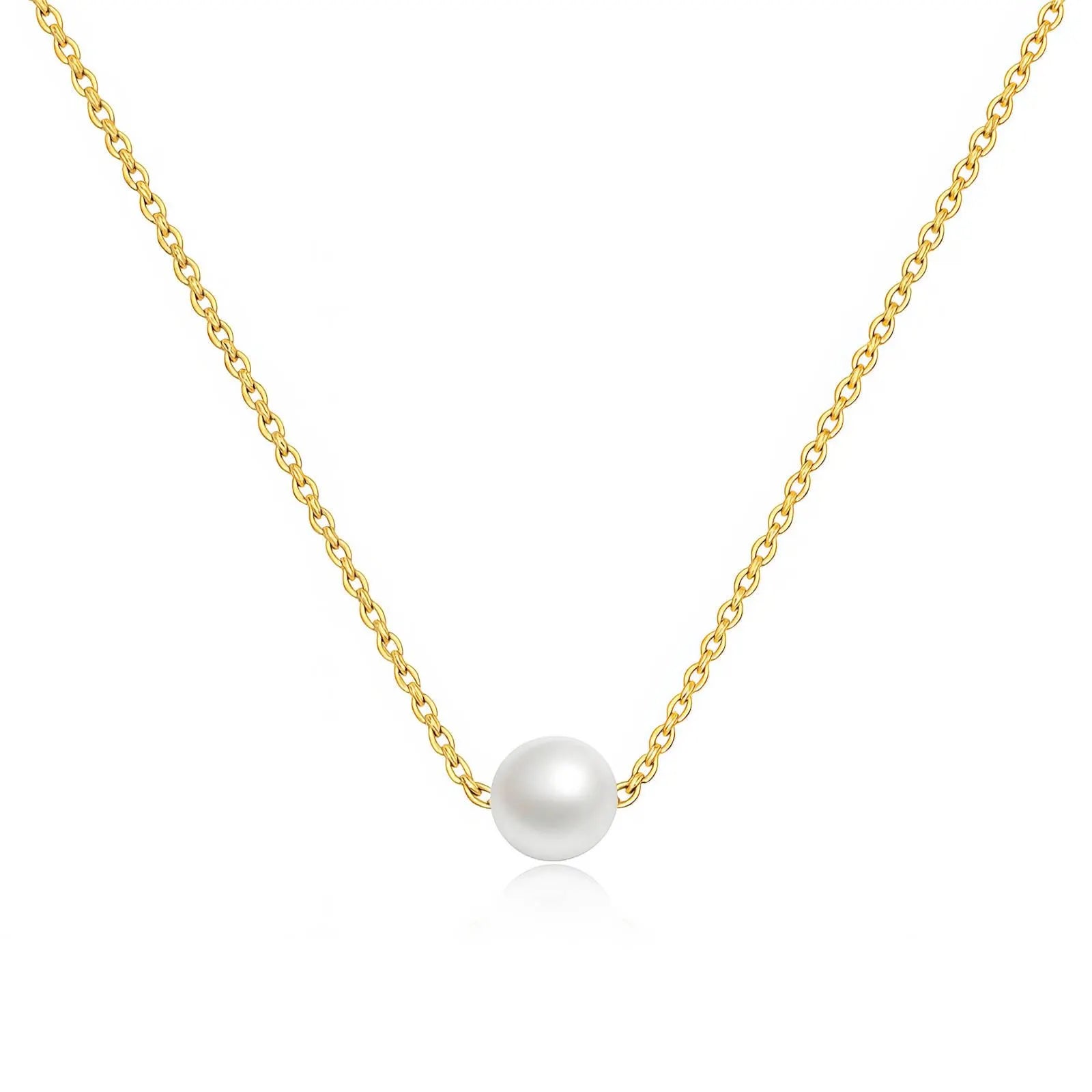 18K Gold Plated Stainless Steel Pearl Pendant Necklace