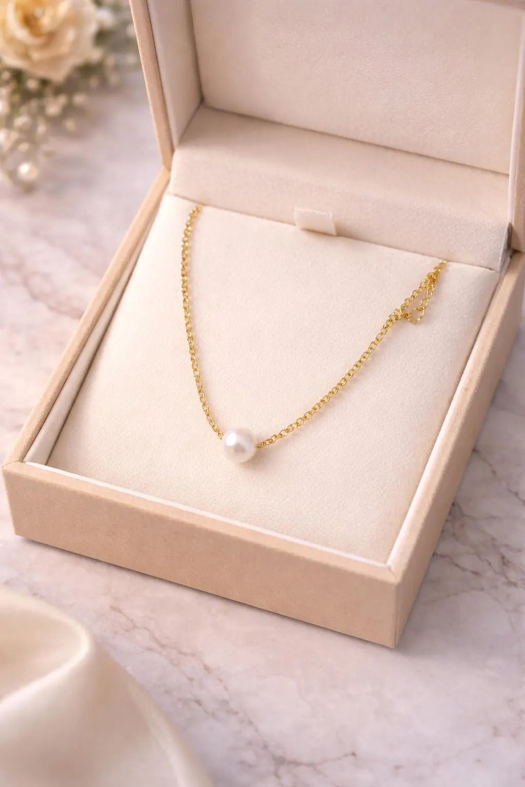18K Gold Plated Stainless Steel Pearl Pendant Necklace