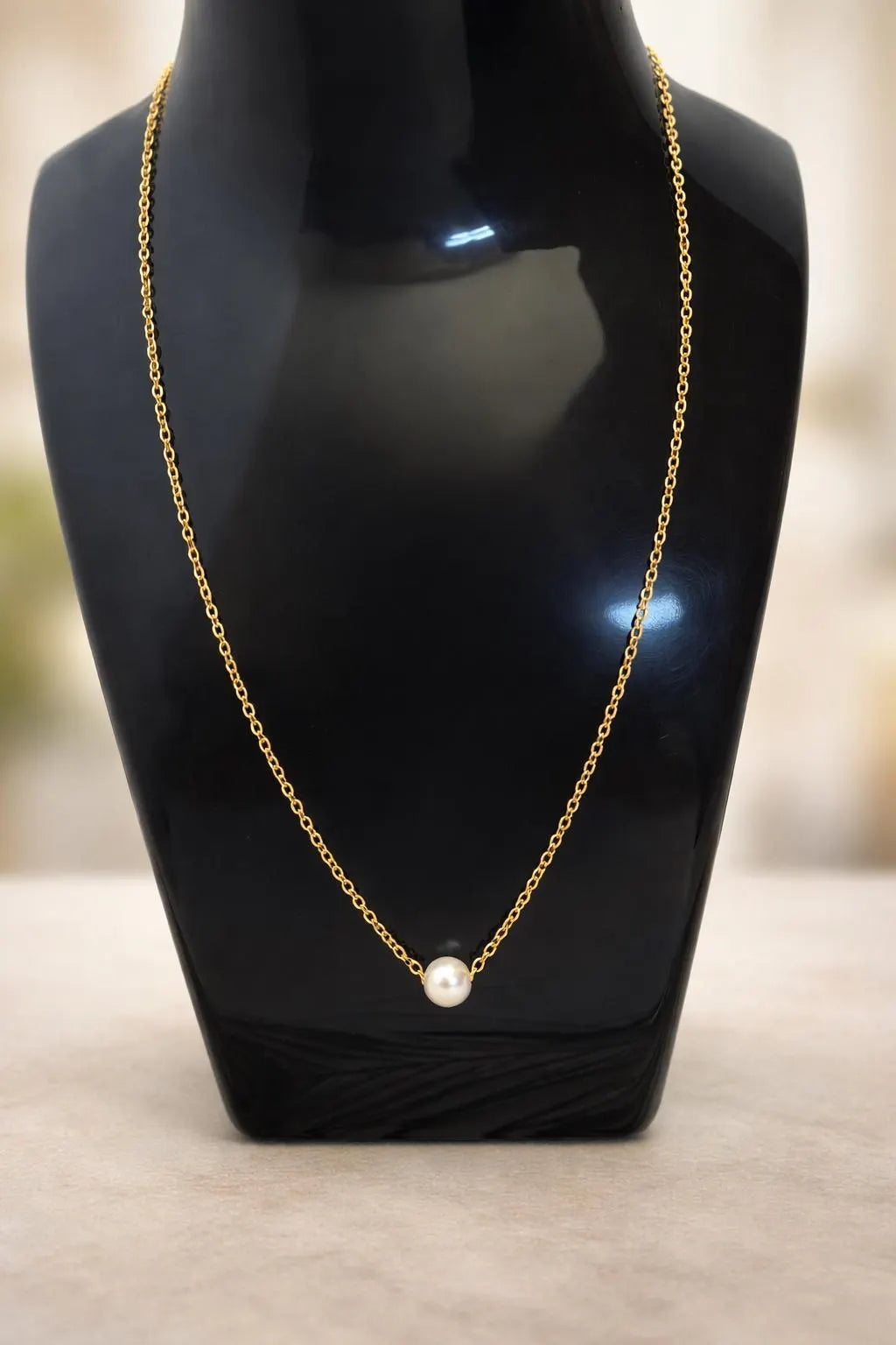 18K Gold Plated Stainless Steel Pearl Pendant Necklace