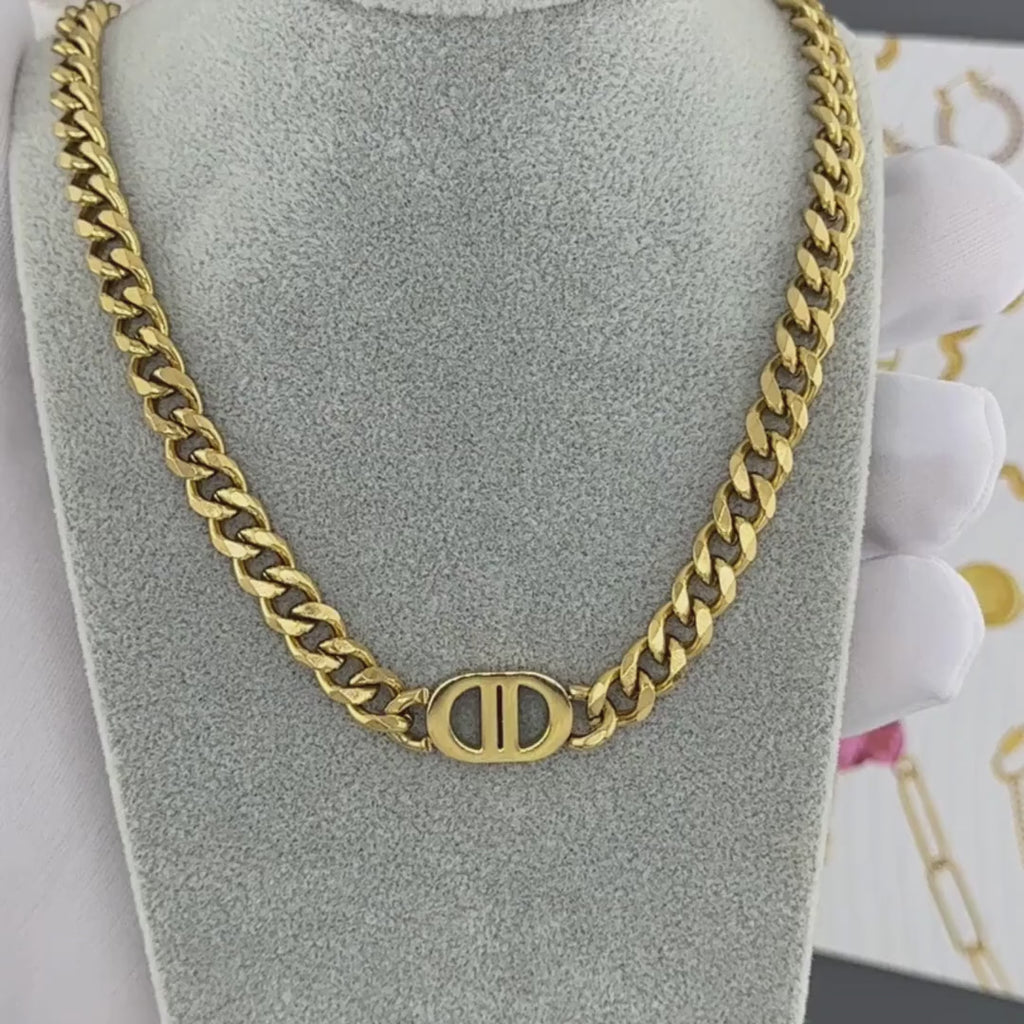 Luxury Cuban Link Chain Necklace & Bracelet Set – 18K Gold Plated Stainless Steel | Waterproof Tarnish-Free Chain Necklace | Gold Bracelet | Silver Necklace