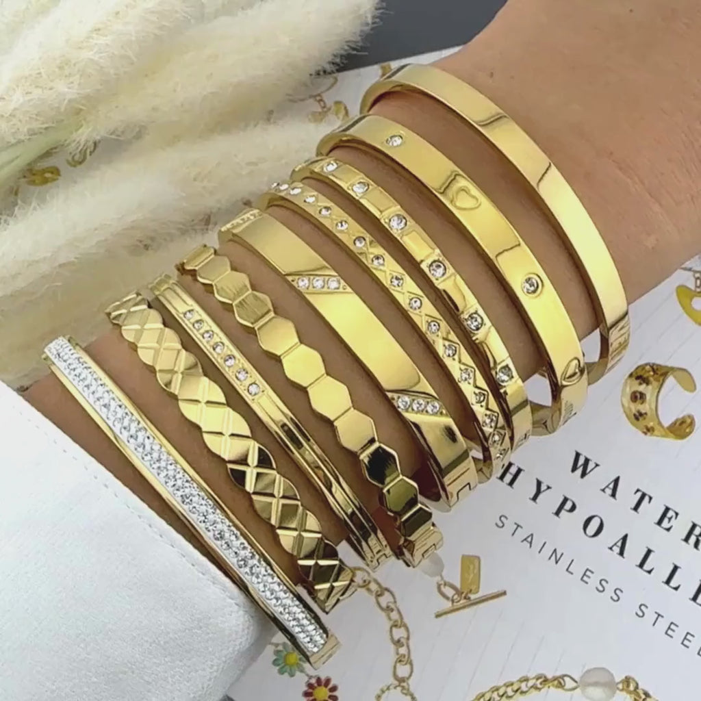 Minimal Gold Bangle Bracelet, Anti-tarnish, Waterproof, gift for her
